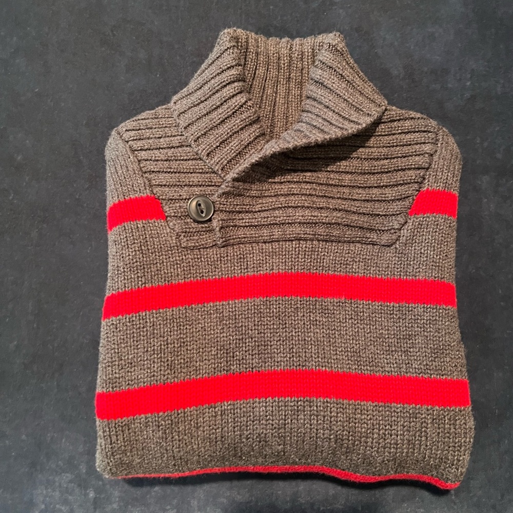 Boys: Gray and red striped sweater (5T)